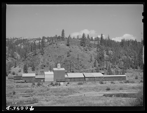 Wheat elevators and sack warehouse. Clearwater County, Idaho