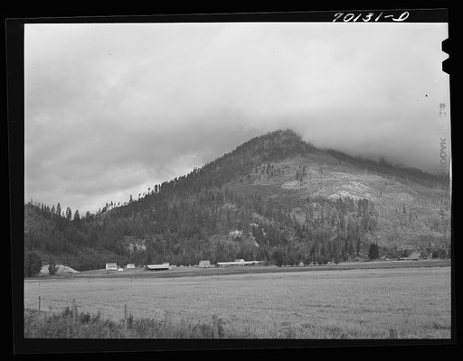 Part of Boundary Farms, FSA (Farm Security Administration) project, is situated in mountain valleys. Boundary County, Idaho