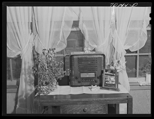 In the living room of farm family, members of Boundary Farms, FSA (Farm Security Administration) project. Boundary County, Idaho