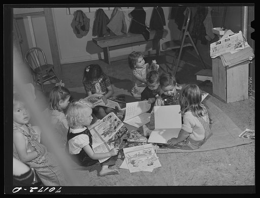 Untitled photo, possibly related to: Children in the nursery school at the FSA (Farm Security Administration) farm family migratory labor camp. Yakima, Washington. Their parents were picking hops