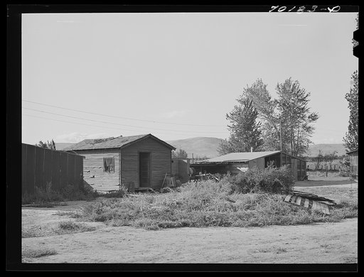 Three portable buildings on farm of FSA (Farm Security Administration) rehabiliation borrower, Yakima County, Washington. Buildings are portable because Indian landlord doesn't supply buildings