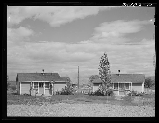 Houses for permanent farm workers at the FSA (Farm Security Administration) farm family migratory labor camp. Yakima, Washington