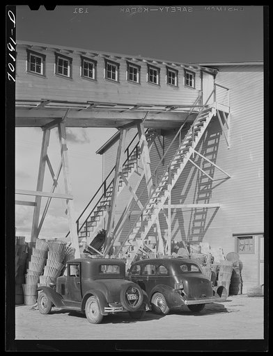Untitled photo, possibly related to: Kiln at Yakima Chief hop ranch, Yakima County, Washington. This ranch has 700 acres in hops. Hop pickers' baskets. The Yakima Chief advertised for 5,000 pickers, that is about seven pickers per acre. Washington State employment service estimates that no than four