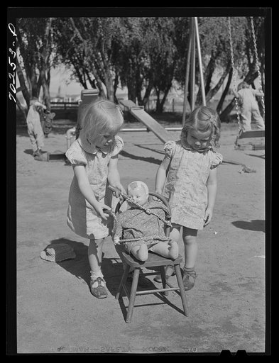 Children playing at the nursery school at the FSA (Farm Security Administration) farm family migratory labor camp. Yakima, Washington
