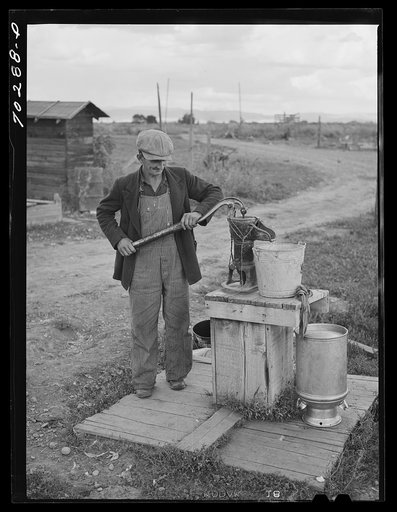 Water from this well is used for household and stock. FSA (Farm Security Administration) rehabilitation borrower who rents from Indian. Yakima County, Washington