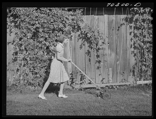 Mowing the lawn. Yakima County, Washington