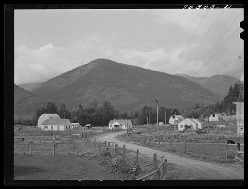 Farmsteads on Boundary Farms, FSA (Farm Security Administration) project. Boundary County, Idaho