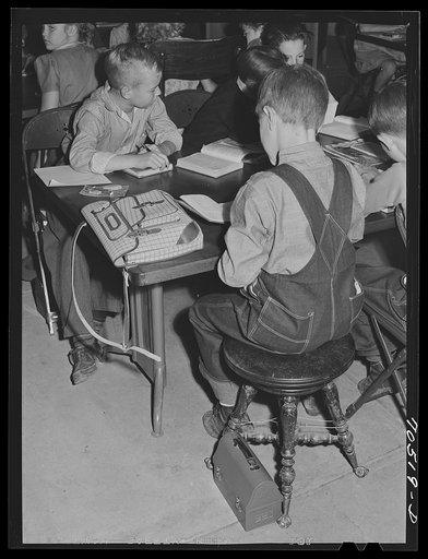 Children in school which meets in basement of church. Hermiston, Oregon