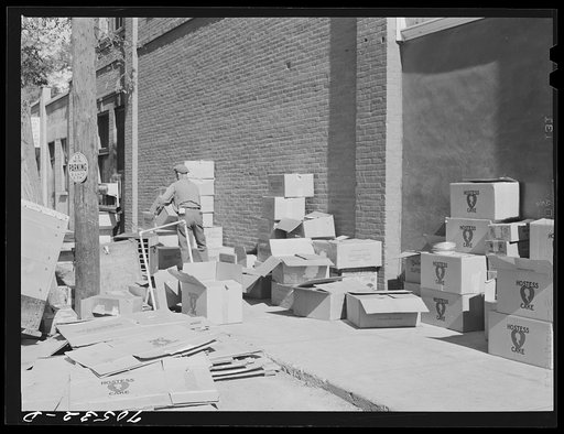 Bakeries as well as other stores are doing such a volume of business because of the "boom" that empty cartons and supplies are stored on the streets. Hermiston, Oregon
