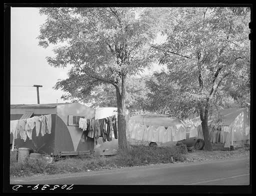 Untitled photo, possibly related to: Trailer camp along highway. Hermiston, Oregon