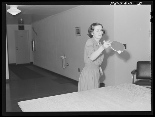 Untitled photo, possibly related to: Woman that works at the Navy shipyards in the community room for women at the FSA (Farm Security Administration) duration dormitories. Bremerton, Washington