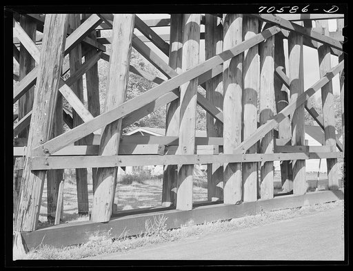 Detail of wooden trestle for railroad. Cowlitz County, Washington