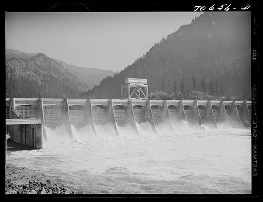 Untitled photo, possibly related to: Gate controlled spillway dam. Bonneville Dam, Oregon