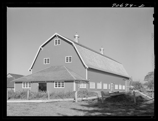 Untitled photo, possibly related to: "Hip" barn of dairy farmer in Tillamook County, Oregon. Most of the milk produced in this county is made into cheese