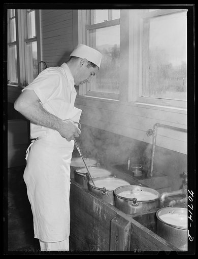 Preparing the culture which will be used the next day in cheese making at the Tillamook cheese plant. Tillamook, Oregon