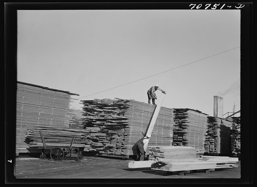Lumberyard at sawmill. Tillamook, Oregon
