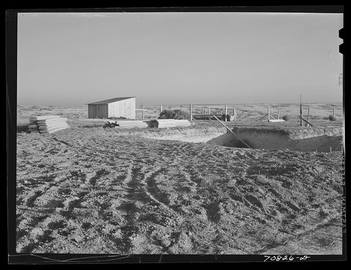 Foundation for house made possible by FSA (Farm Security Administration) special real estate loan. Canyon County, Idaho