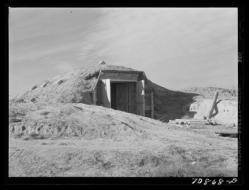 Cellar used for potatoes, canned goods, etc. on Black Canyon Project farm. Canyon County, Idaho