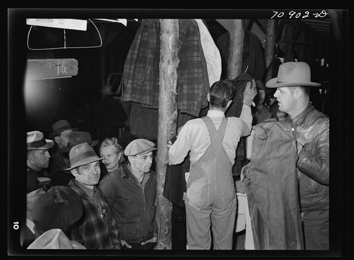 Auction of secondhand garments. Boise, Idaho