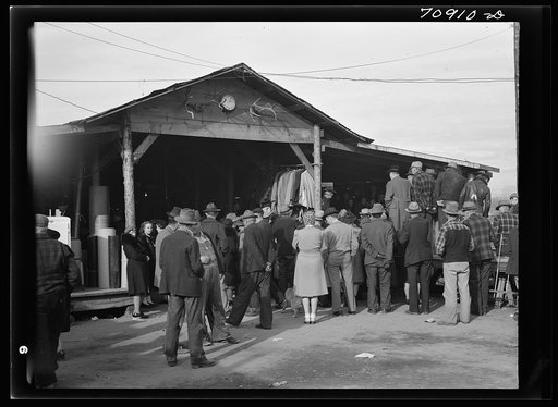 Untitled photo, possibly related to: Auction of secondhand garments. Boise, Idaho