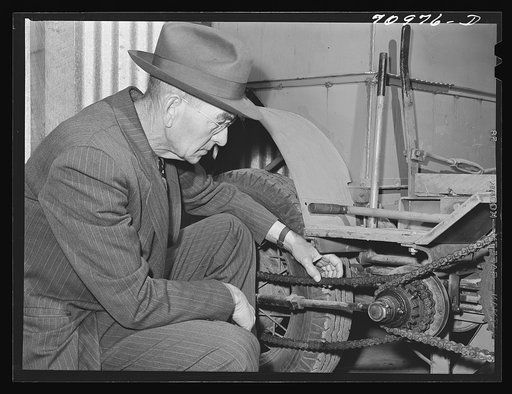 Salinas, California. Intercontinental Rubber Producers. D.O. Mumford, superintendent, in the company shops. He designed all mechanical equipment necessary in guayule cultivation