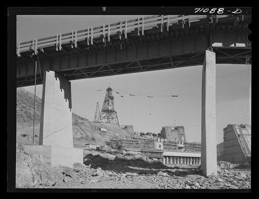 Shasta Dam under construction. Shasta County, California