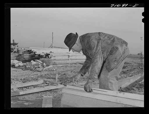 Untitled photo, possibly related to: Mr. Palmer, who is building a house because he has a FSA (Farm Security Administration) real estate loan. Black Canyon Project, Canyon County, Idaho