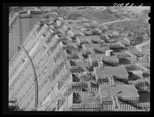 Shasta Dam under construction. Shasta County, California