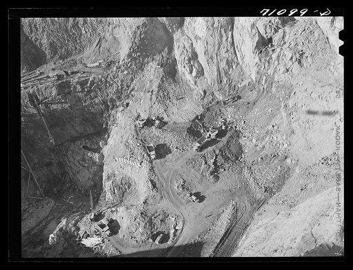 Excavation work at Shasta Dam. Shasta County, California