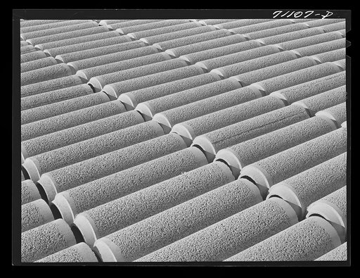 Porous tile to be used for drainage at Shasta Dam. Shasta County, California
