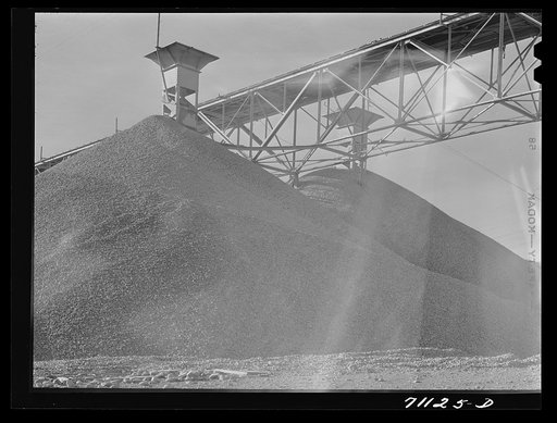 Untitled photo, possibly related to: Gravel to be used in construction of Shasta Dam. Shasta County, California