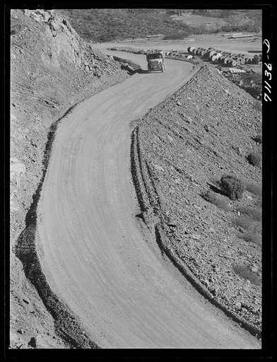 Many new roads had to be built to bring in materials for construction of Shasta Dam. Shasta County, California