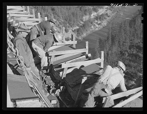 Work on Pit River bridge. Shasta County, California