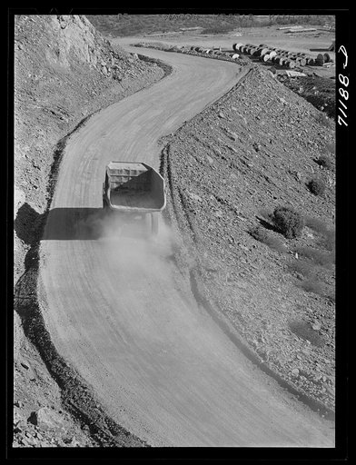 Untitled photo, possibly related to: Many new roads were necessary in order to bring in materials to Shasta Dam. Shasta County, California