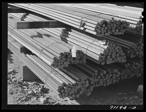 Untitled photo, possibly related to: Reinforcing steel to be used at Shasta Dam. Shasta County, California