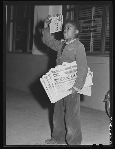 Newspaper extra on December 7, 1941. Redding, California