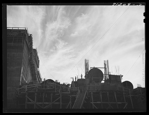 Shasta Dam under construction. Shasta County, California