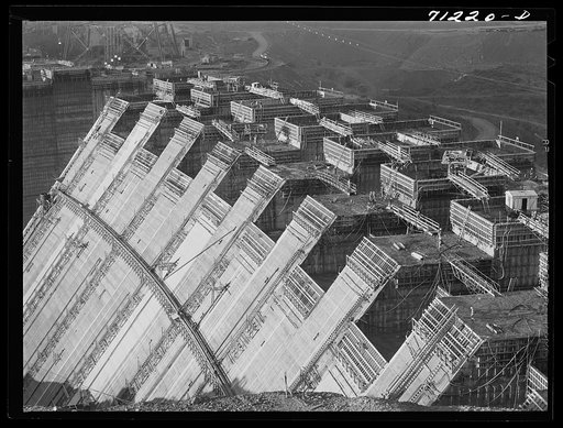 Shasta Dam under construction. Shasta County, California
