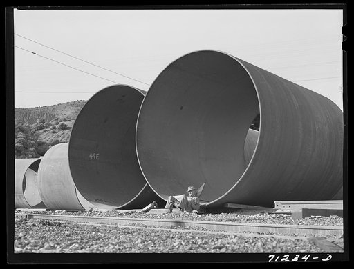 Segments of penstock pipe. Shasta Dam. Shasta County, California