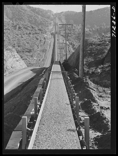 Untitled photo, possibly related to: Gravel conveyor belt. Shasta Dam. Shasta County, California