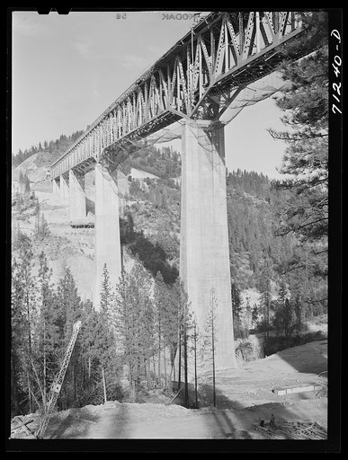 Pit River bridge, Shasta County, California. Notice the protective nets underneath