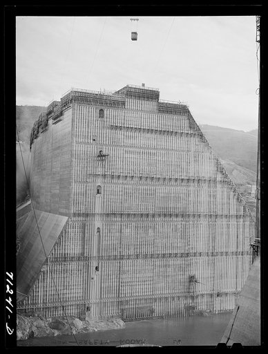 Shasta Dam under construction. Shasta County, California
