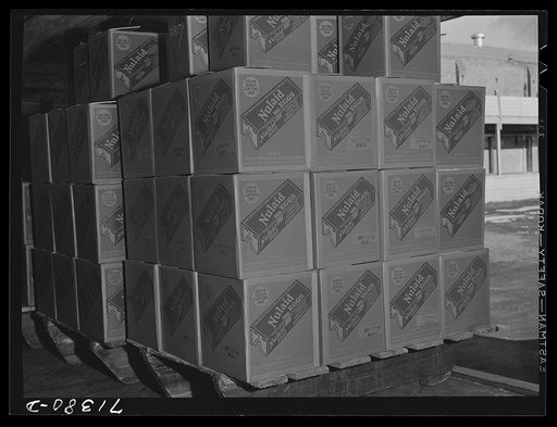 Untitled photo, possibly related to: Petaluma, Sonoma County, California. Crates of eggs in a packing plant