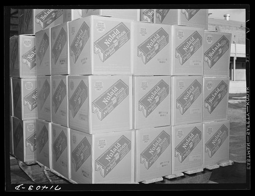 Petaluma, Sonoma County, California. Crates of eggs in a packing plant