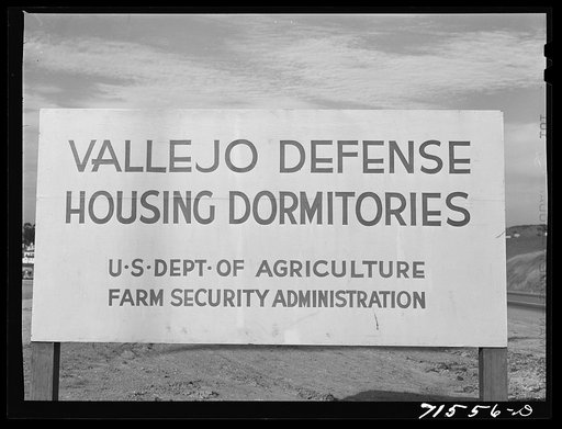 Sign at entrance of FSA (Farm Security Administration) defense housing dormitories at Vallejo, California
