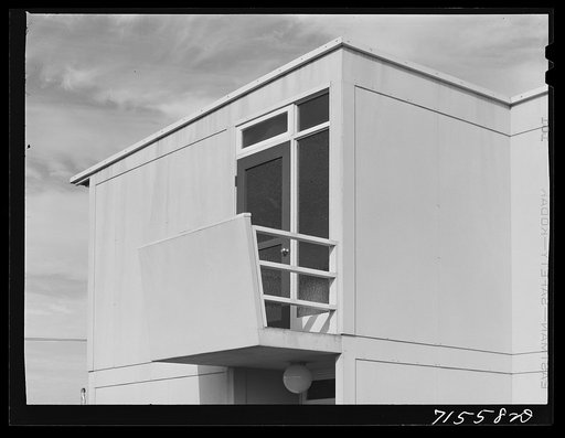 Detail of construction on second floor of FSA (Farm Security Administration) defense housing dormitories at Vallejo, California