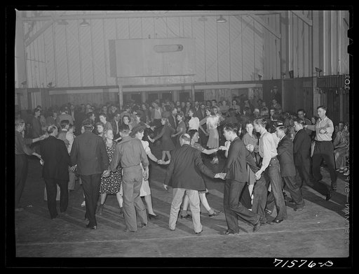 Woodville, California. FSA (Farm Security Administration) farm workers' community. "Paul Jones" at the Saturday night dance
