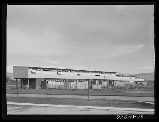 Woodville, California. FSA (Farm Security Administration) farm workers' community. Apartment building for permanent farm workers