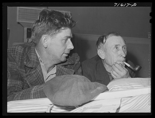 Woodville, California. FSA (Farm Security Administration) farm workers' community. Interested campers attending camp council meeting