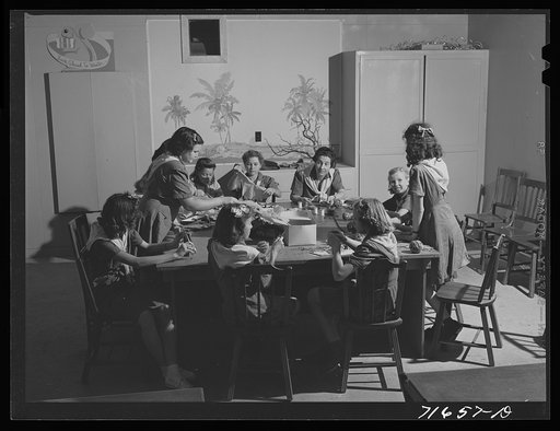 Untitled photo, possibly related to:  Tulare County, California. FSA (Farm Security Administration) farm workers' camp. Girl Scouts' meeting
